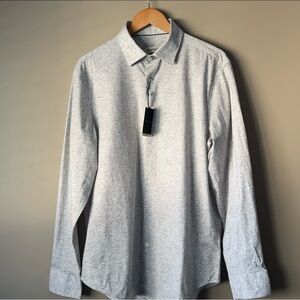 NWT Bugatchi Men's OoohCotton Tech 8-Way Stretch Shirt - Grey - [L]